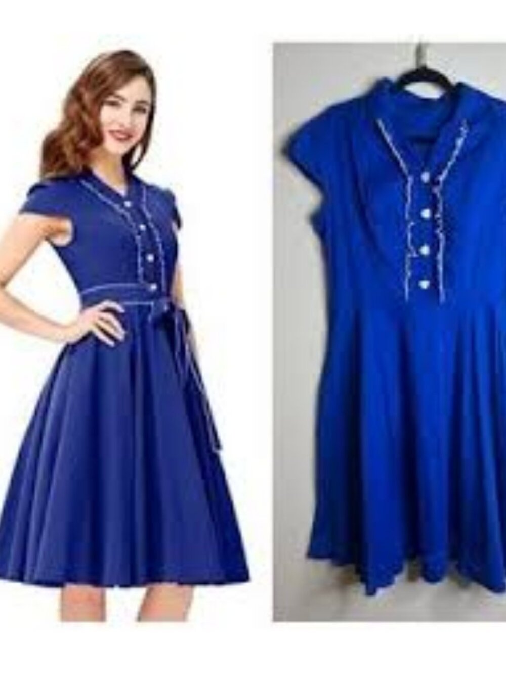 Belle Poque Sz Small Ruffle Collar Fit & Flare Dress